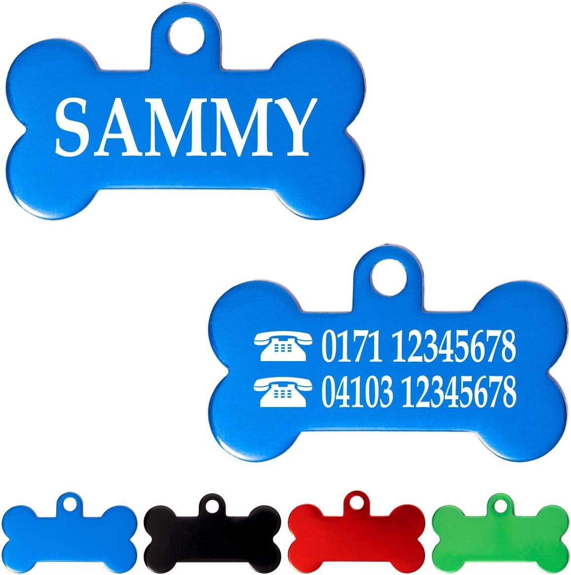 Ibera gifts - Hundemarke mit Gravur - Personalisierte Hundemarke in Knochenform für kleine und mittelgroße Haustiere - Hundemarke personalisiert aus Aluminium