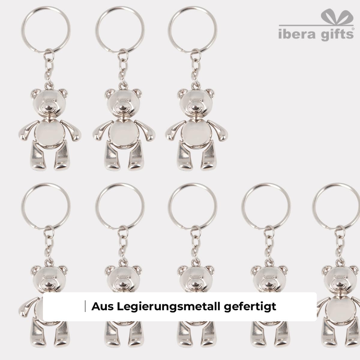ibera gifts - Personalisierter Schlüsselanhänger Mit Gravur Name Text Bär Metall Geschenk Für Paar Freund Familie Frau Mann Geburtstag Jahrestag Kinder Originell Beweglich