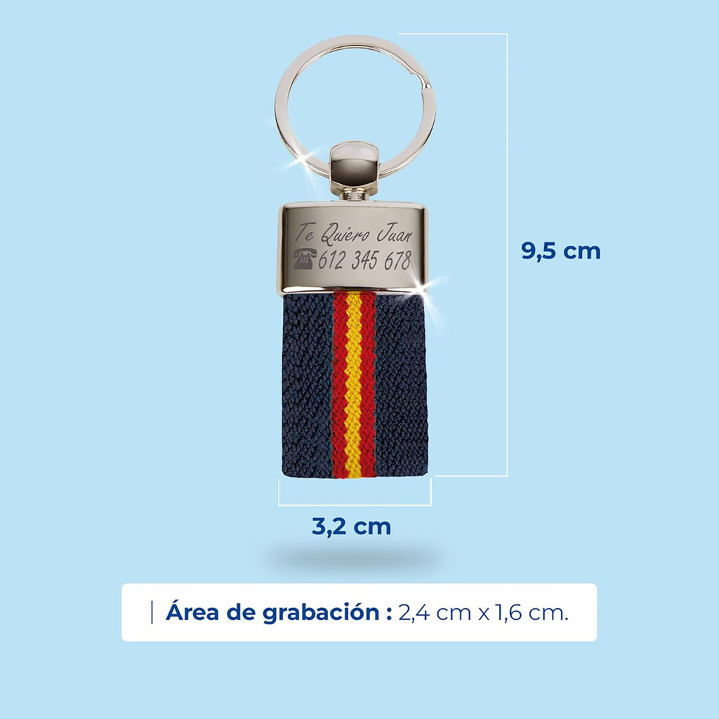 ibera gifts Llavero personalizado Bandera de España - Regalos originales personalizados Mujer, Hombre, Parejas, Novios, Papa, Dia de Padre - Grabado con Nombre, Mensaje, Llaveros originales