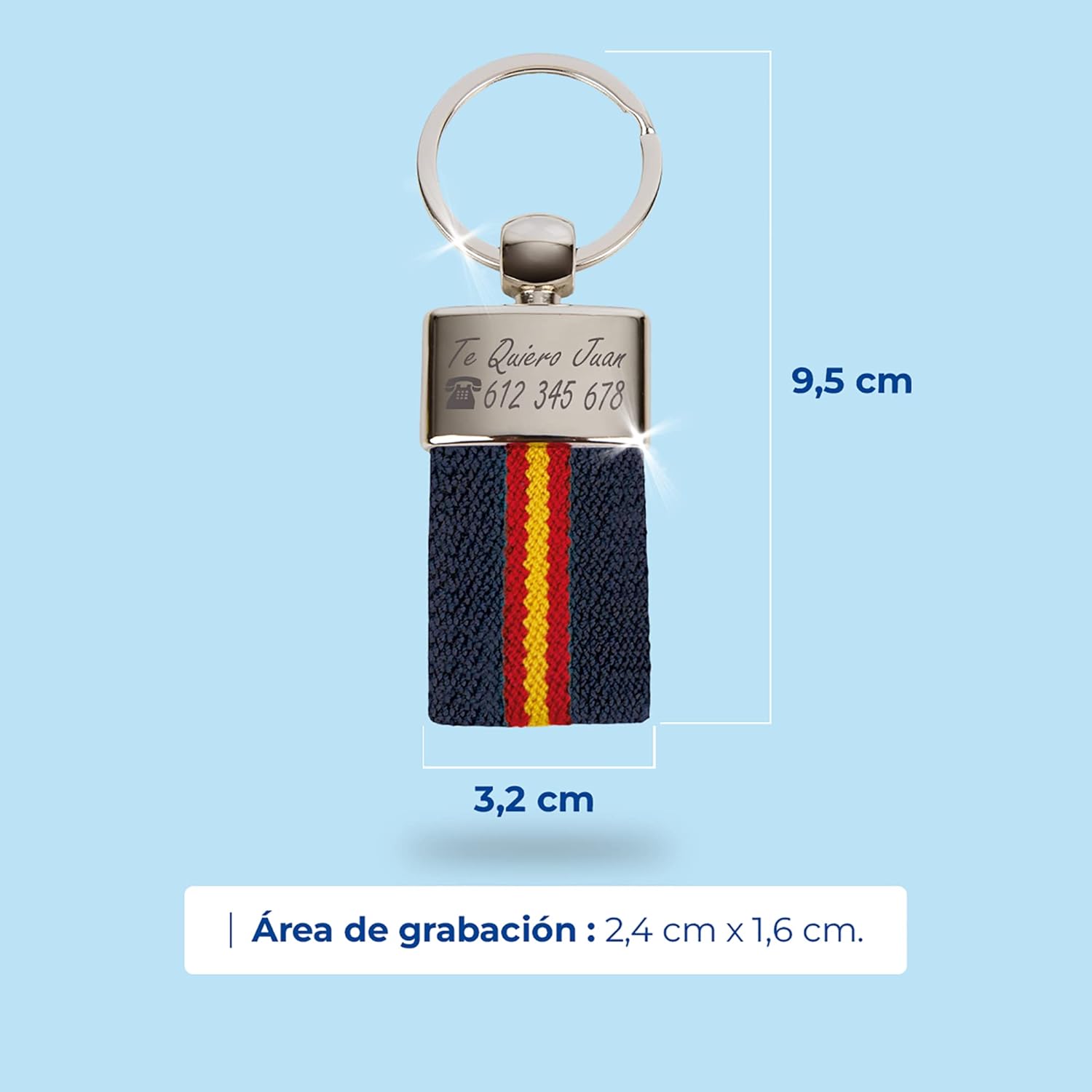 ibera gifts Llavero personalizado Bandera de España - Regalos originales personalizados Mujer, Hombre, Parejas, Novios, Papa, Dia de Padre - Grabado con Nombre, Mensaje, Llaveros originales