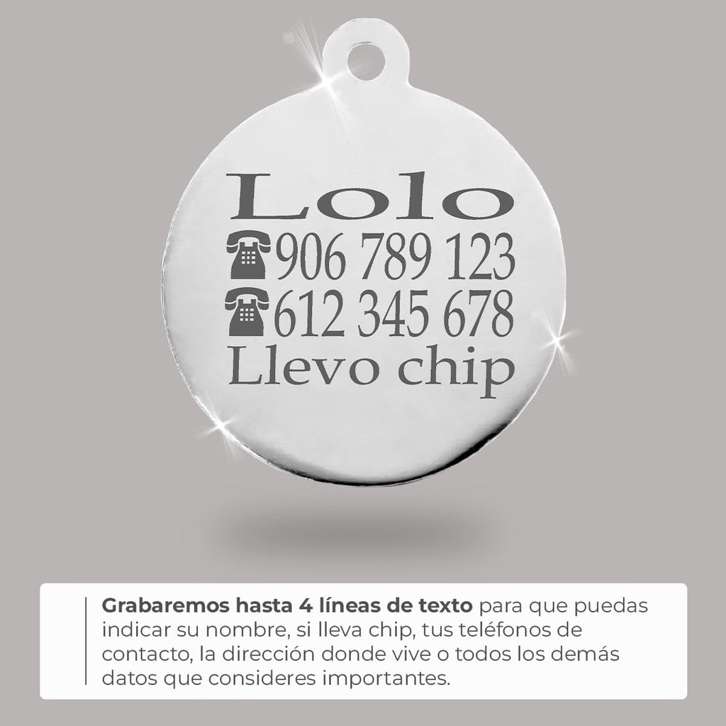 Ibera Gifts - Chapa Identificativa para Gato en Forma Redonda Con Cara de Gato, Nombre para Gatos de Todos los Tamaños, Metal de Aleación, Collar Personalizado (Negro)