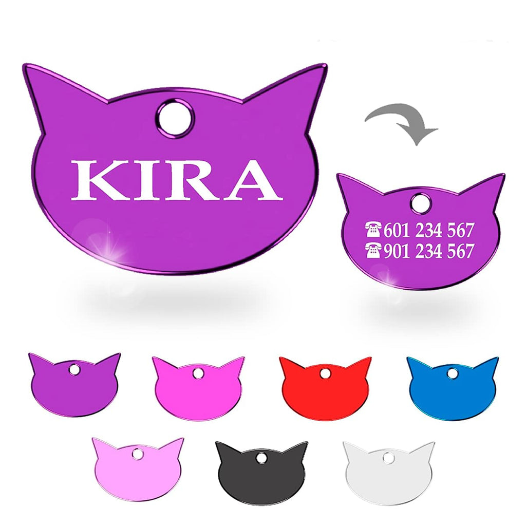 Ibera gifts - Schlüsselanhänger Katze, Anhänger Katze, Katzenmarke personalisiert, Katzengesicht, Aluminium, für kleine bis große Katzen, 25 mm x 17 mm