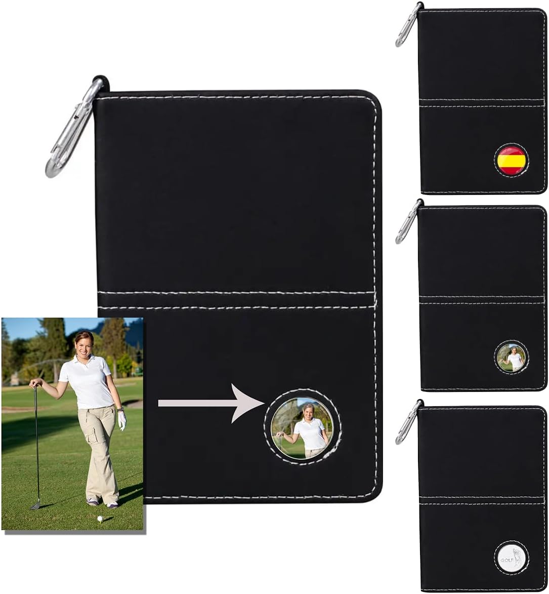 ibera gifts - Personalisierte Golf Geschenke – Golf Scorecard Halter personalisiert mit Marker und Bleistift - Scorekartenmappe Scorekartenhalter Leder