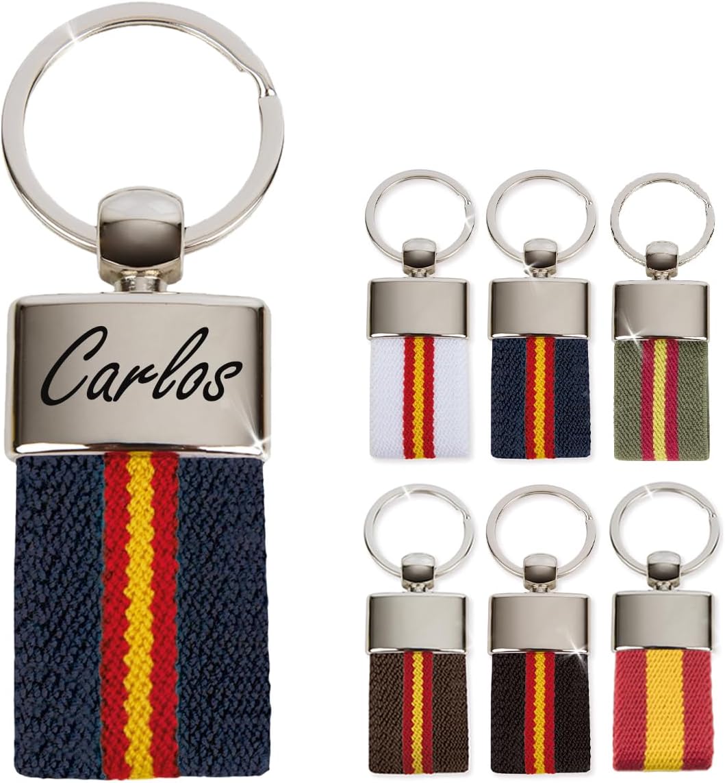 ibera gifts Llavero personalizado Bandera de España - Regalos originales personalizados Mujer, Hombre, Parejas, Novios, Papa, Dia de Padre - Grabado con Nombre, Mensaje, Llaveros originales