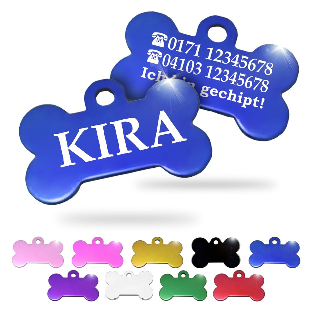 Ibera gifts - Hundemarke mit Gravur und personalisierte Hundemarke in Knochenform für kleine bis mittelgroße Hunde und Katzen (Rot, Keine Zeichnung)