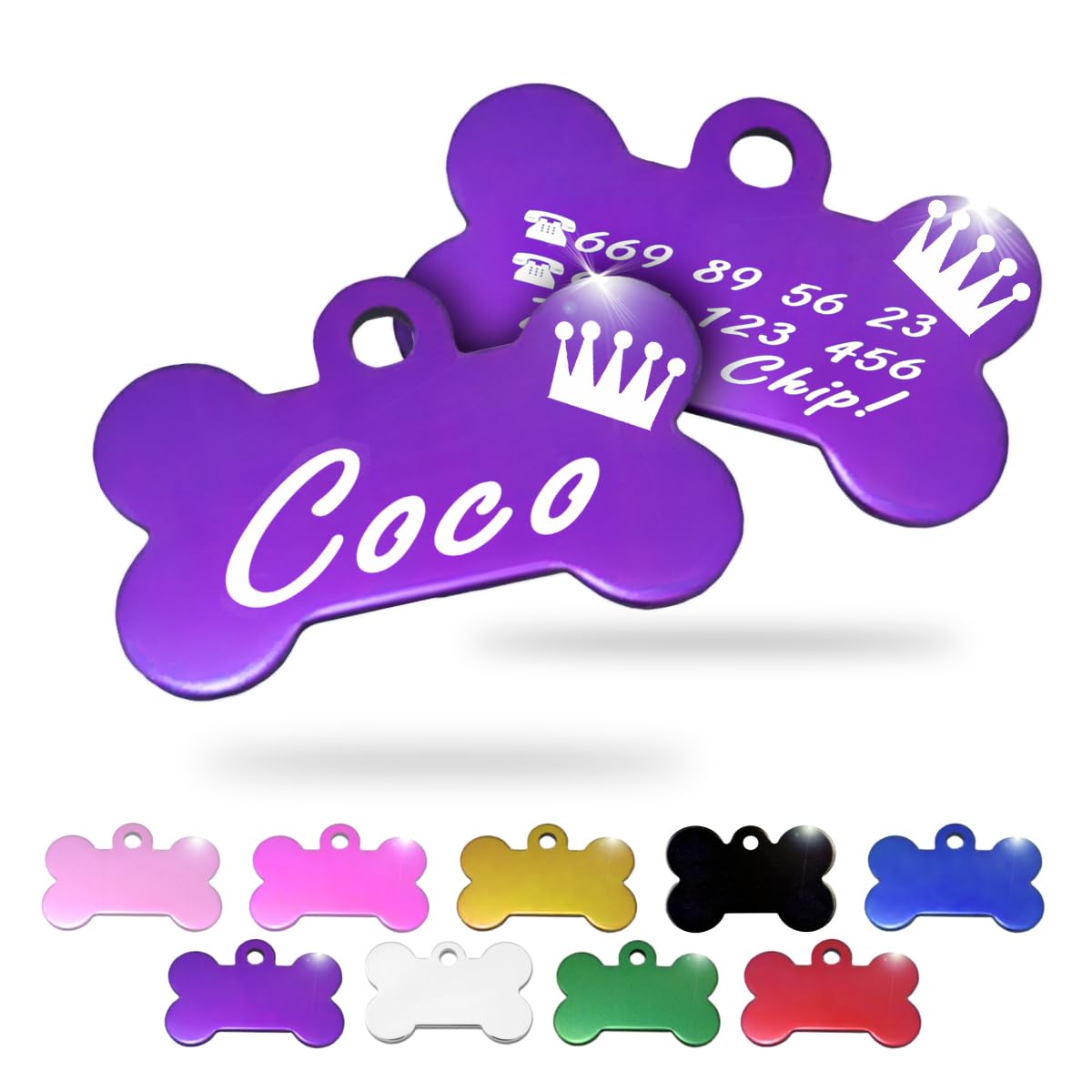 Ibera Gifts - Chapa Perro Grabada en Forma de Hueso, Placa Perro Personalizada para Perros y Gatos Pequeños y Medianos, Tamaño 30 x 20 mm, Chapa Identificativa Perro y Gato (Plateada)