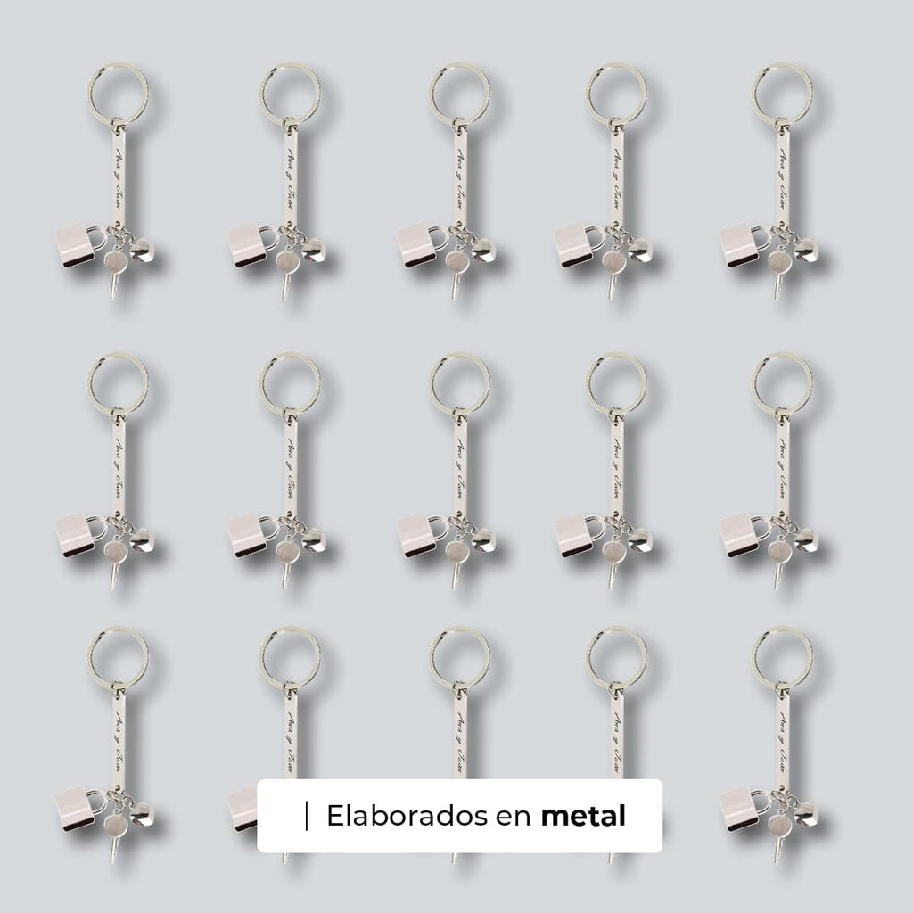 Ibera Gifts - Llavero Personalizado con Candado, Llave y Corazón, Acero Inoxidable, Llaveros Personalizados y Llaveros Originales, Presentado en Bolsa de Regalo