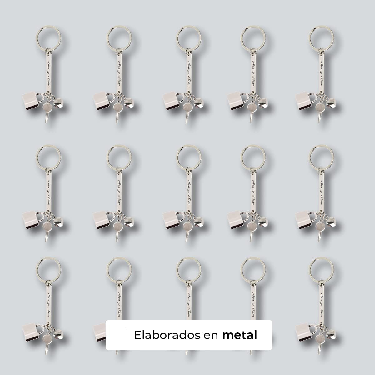 Ibera Gifts - Llavero Personalizado con Candado, Llave y Corazón, Acero Inoxidable, Llaveros Personalizados y Llaveros Originales, Presentado en Bolsa de Regalo