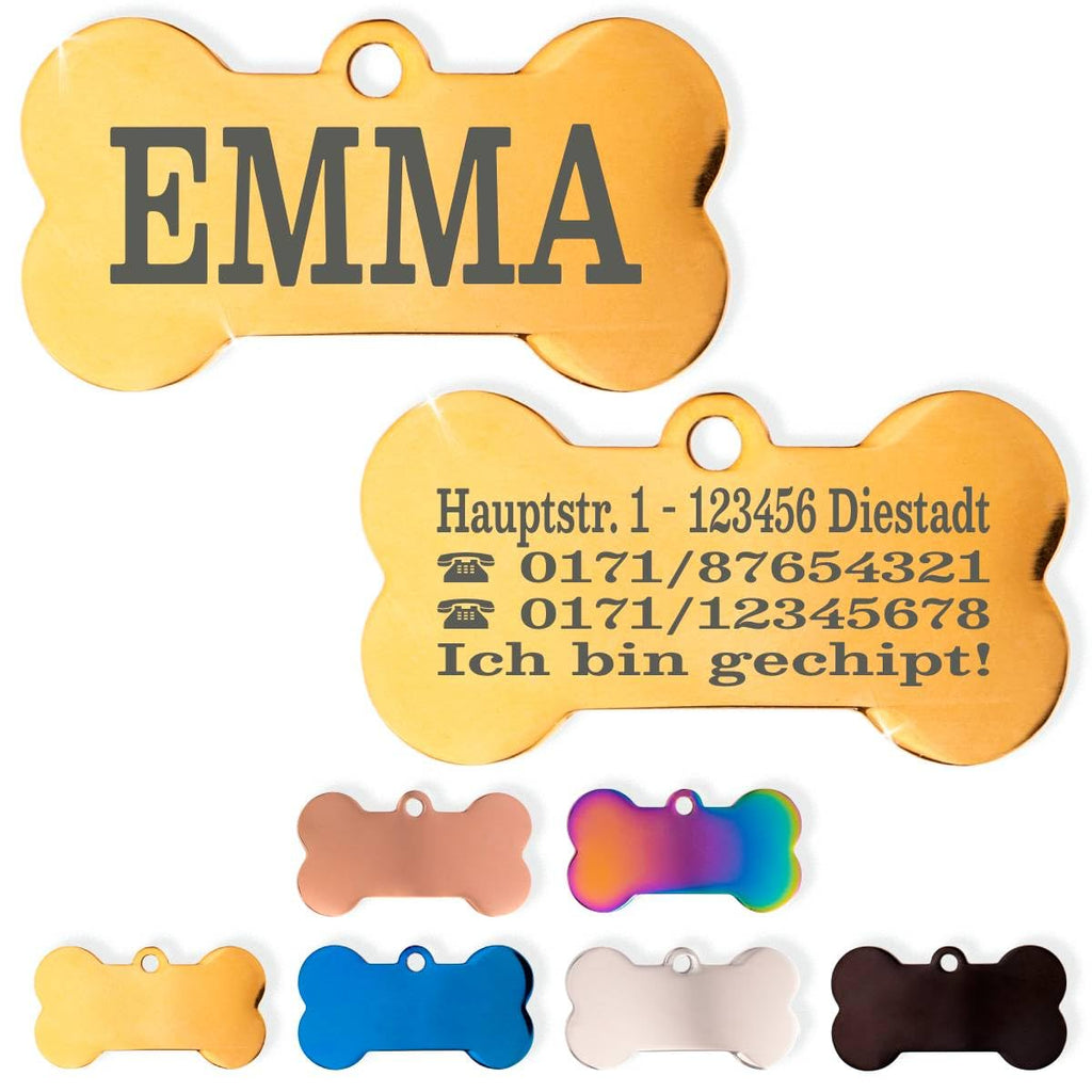 Ibera gifts - Hundemarke Mit Gravur - Personalisierte Hundemarke Für Mittelgroße Bis Große Hunde - Edelstahl 37 x 23 mm - Hundeanhänger Mit Gravur - Mit Strasssteinen (Silber/Strass/Pfote)