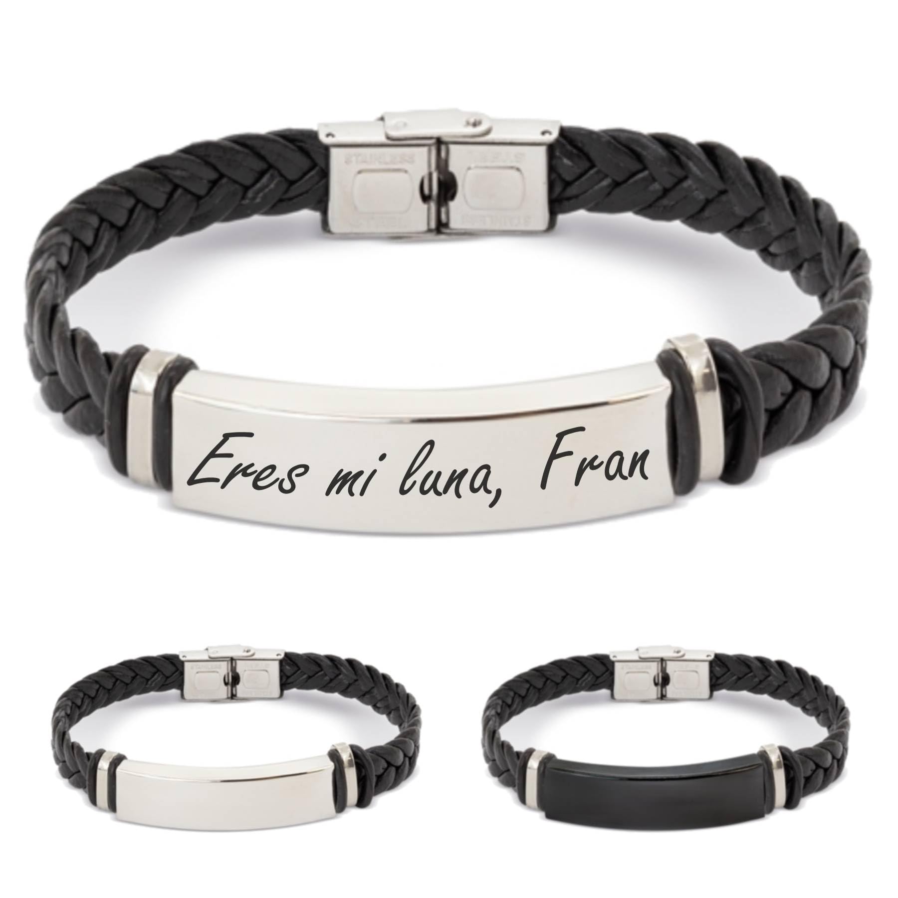 ibera gifts - Pulsera personalizada de acero inoxidable - Regalo Grabado para Hombre Mujer Parejas Amigos - Acabado profesional