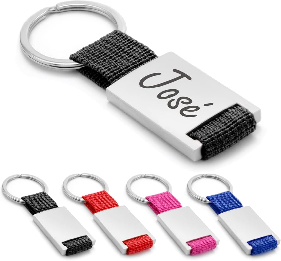 ibera gifts Llavero personalizado Metal/Tela - Regalos originales personalizados Mujer, Hombre, Parejas, Novios, Amiga, Papa, Dia de Padre - Grabado con Nombre, Mensaje, Llaveros personalizados