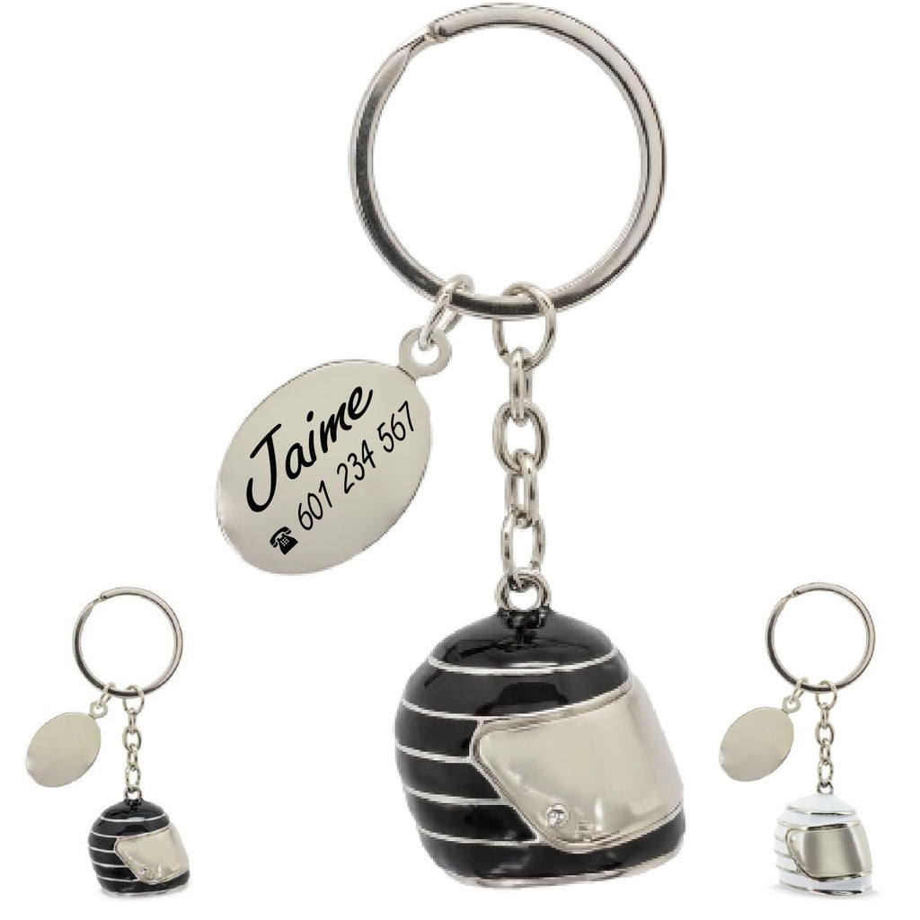 ibera gifts - Llavero Personalizado Casco De Moto Grabado Con Láser • Llavero Con Nombre Y Mensaje • Regalo Original Para Motoristas, Hombre, Mujer, Pareja, Aniversario