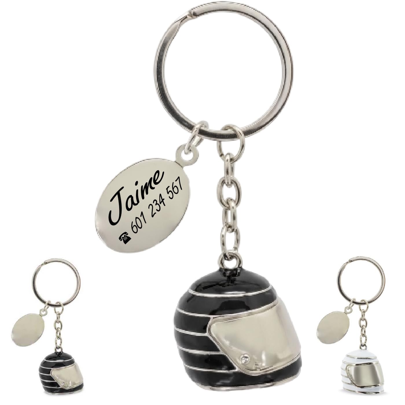 ibera gifts - Llavero Personalizado Casco De Moto Grabado Con Láser • Llavero Con Nombre Y Mensaje • Regalo Original Para Motoristas, Hombre, Mujer, Pareja, Aniversario