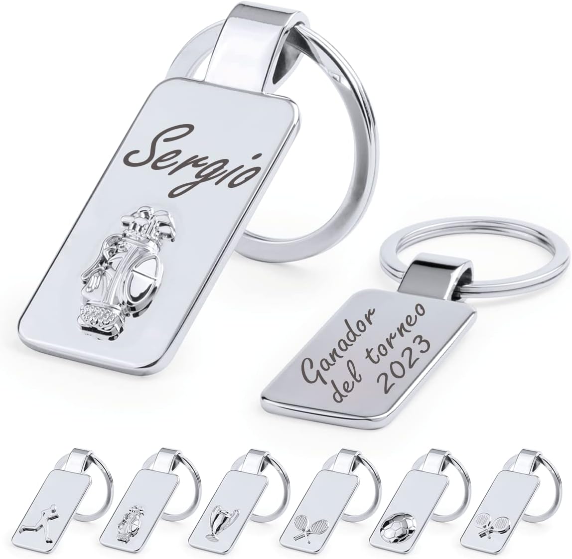 Llavero personalizado de Golf - Regalos originales personalizados Mujer, Hombre, Parejas, Novios, Amiga, Papa, Dia de Padre - Grabado con Nombre Mensaje, Llaveros originales personalizados