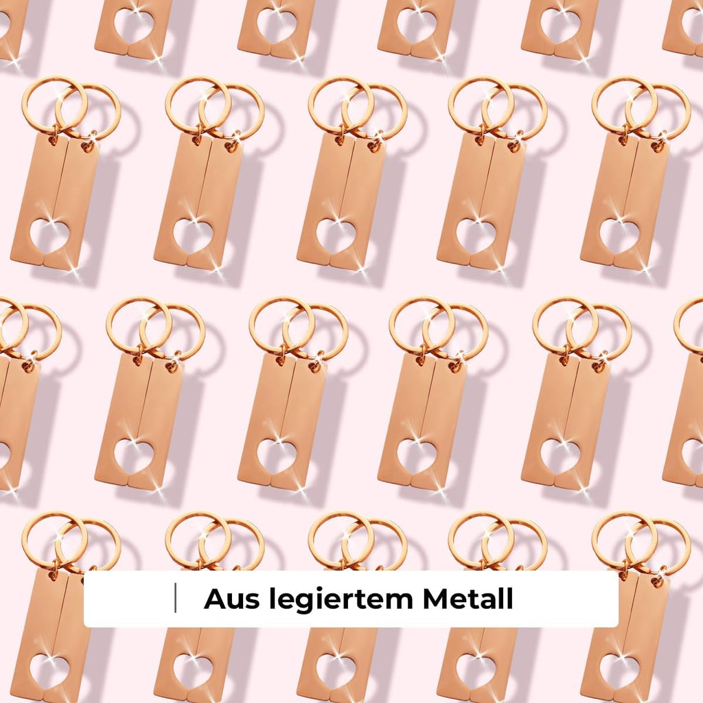 ibera gifts - 2 Personalisierte Schlüsselanhänger Herz - Anhänger als Geschenke Mit Gravur für Freund, Freundin, Vatertag, Muttertag, Partner - Coole Schluesselanhaenger