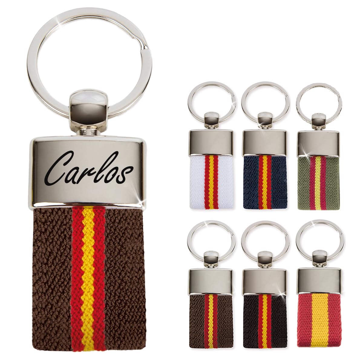 ibera gifts Llavero personalizado Bandera de España - Regalos originales personalizados Mujer, Hombre, Parejas, Novios, Papa, Dia de Padre - Grabado con Nombre, Mensaje, Llaveros originales