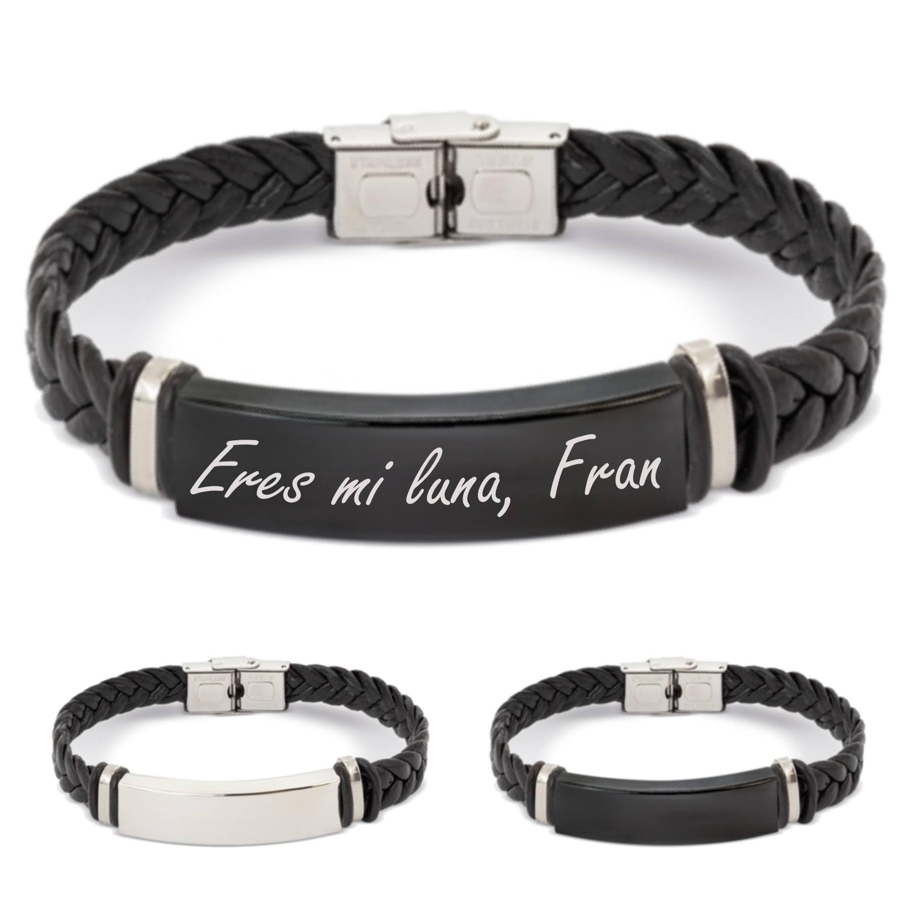 ibera gifts - Pulsera personalizada de acero inoxidable - Regalo Grabado para Hombre Mujer Parejas Amigos - Acabado profesional