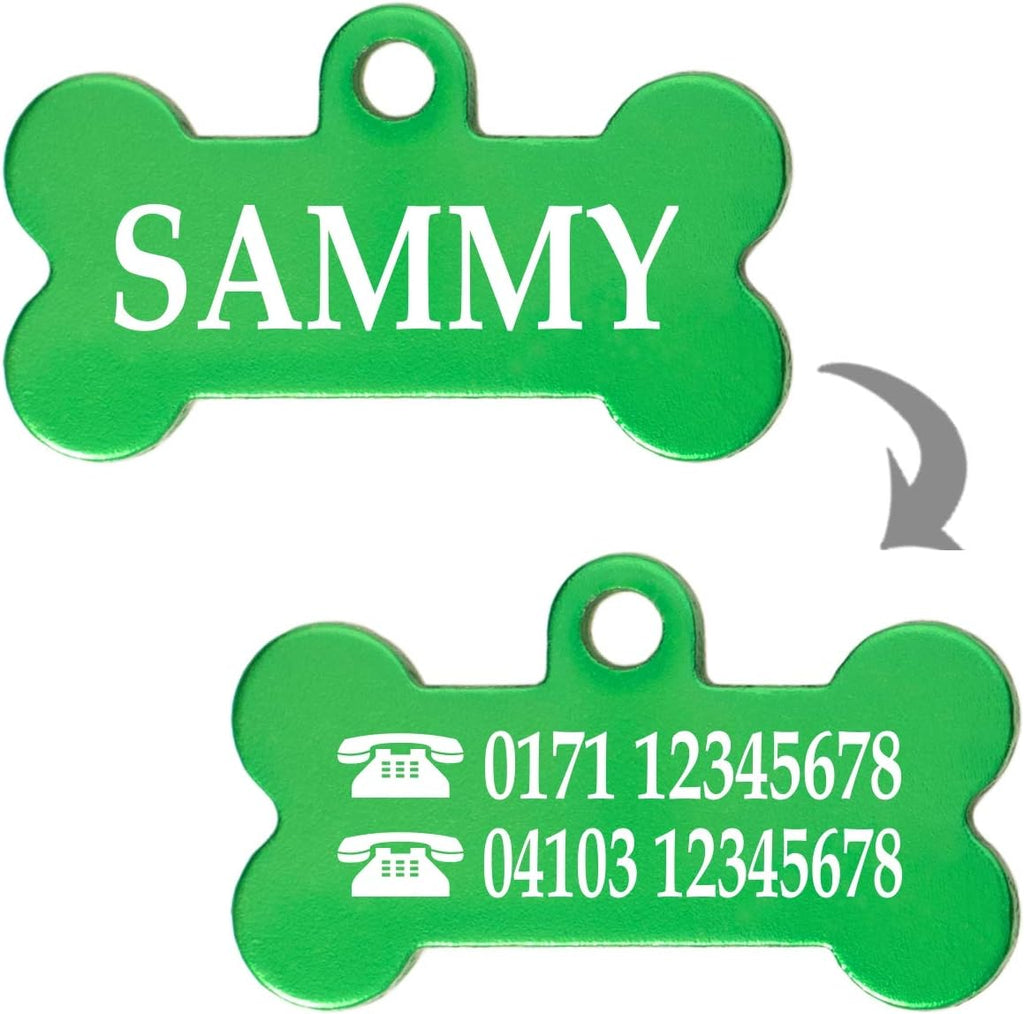 Ibera gifts - Hundemarke mit Gravur - Personalisierte Hundemarke in Knochenform für kleine und mittelgroße Haustiere - Hundemarke personalisiert aus Aluminium