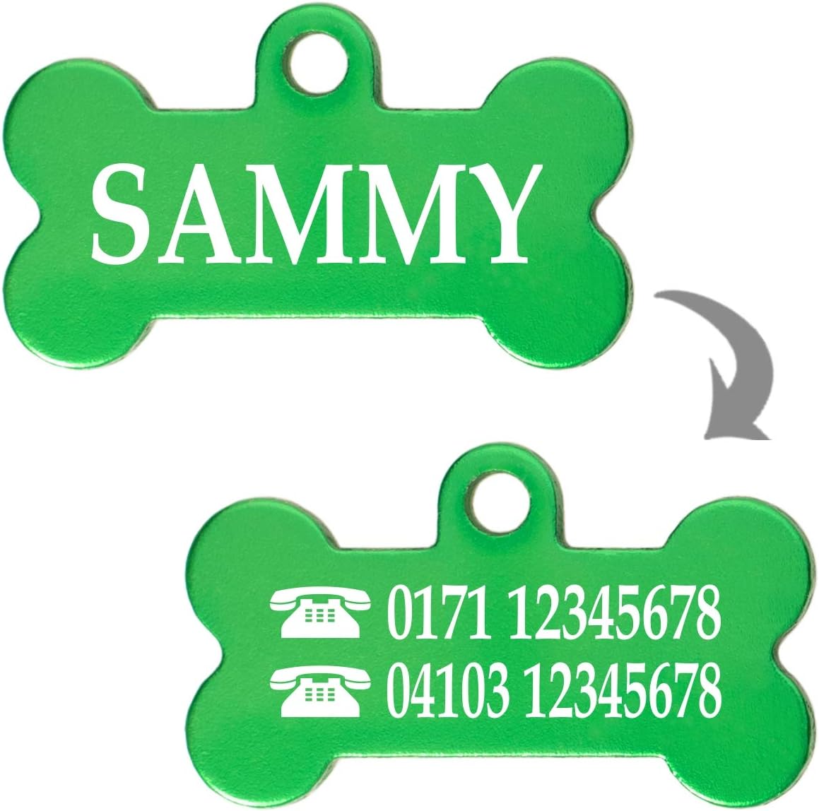 Ibera gifts - Hundemarke mit Gravur - Personalisierte Hundemarke in Knochenform für kleine und mittelgroße Haustiere - Hundemarke personalisiert aus Aluminium