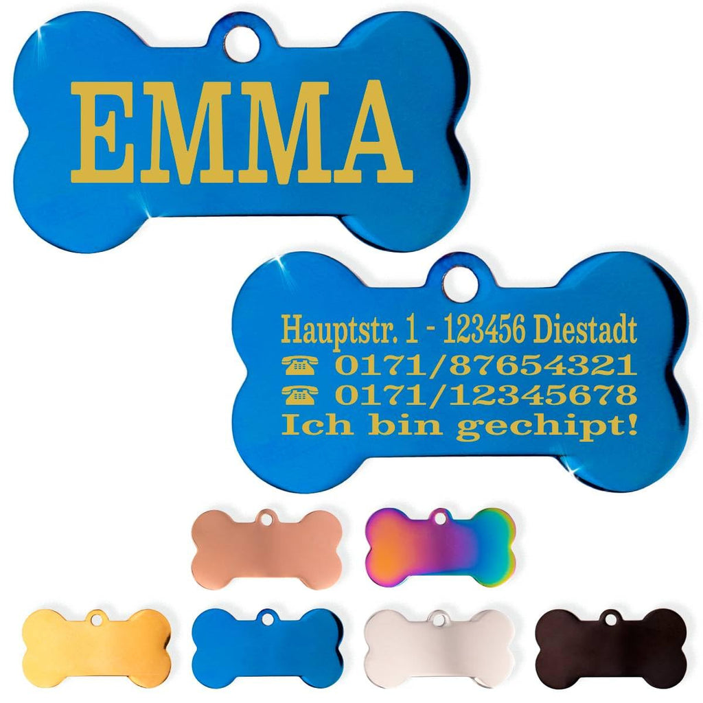 Ibera gifts - Hundemarke Mit Gravur - Personalisierte Hundemarke Für Mittelgroße Bis Große Hunde - Edelstahl 37 x 23 mm - Hundeanhänger Mit Gravur - Mit Strasssteinen (Silber/Strass/Pfote)