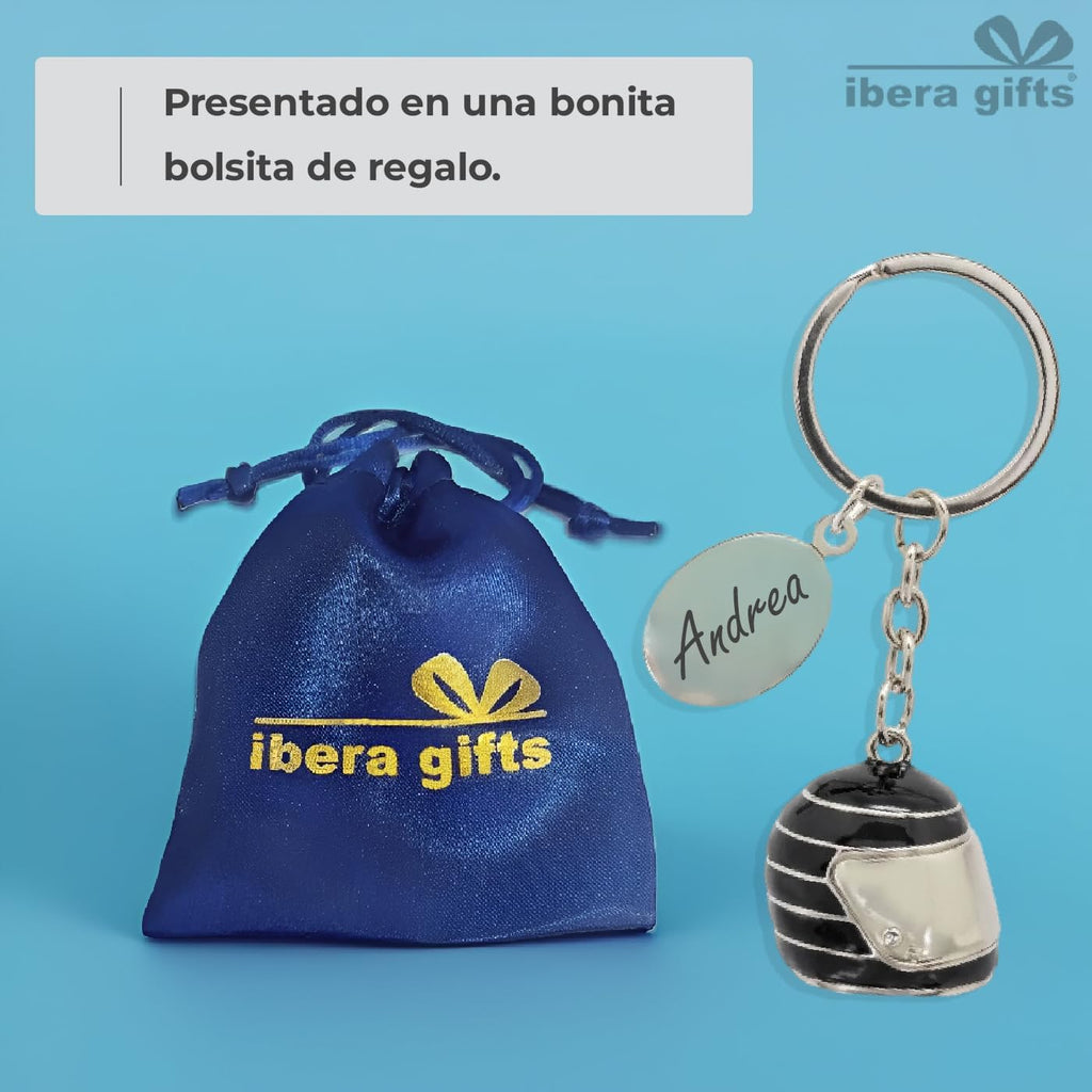 ibera gifts - Llavero Personalizado Casco De Moto Grabado Con Láser • Llavero Con Nombre Y Mensaje • Regalo Original Para Motoristas, Hombre, Mujer, Pareja, Aniversario