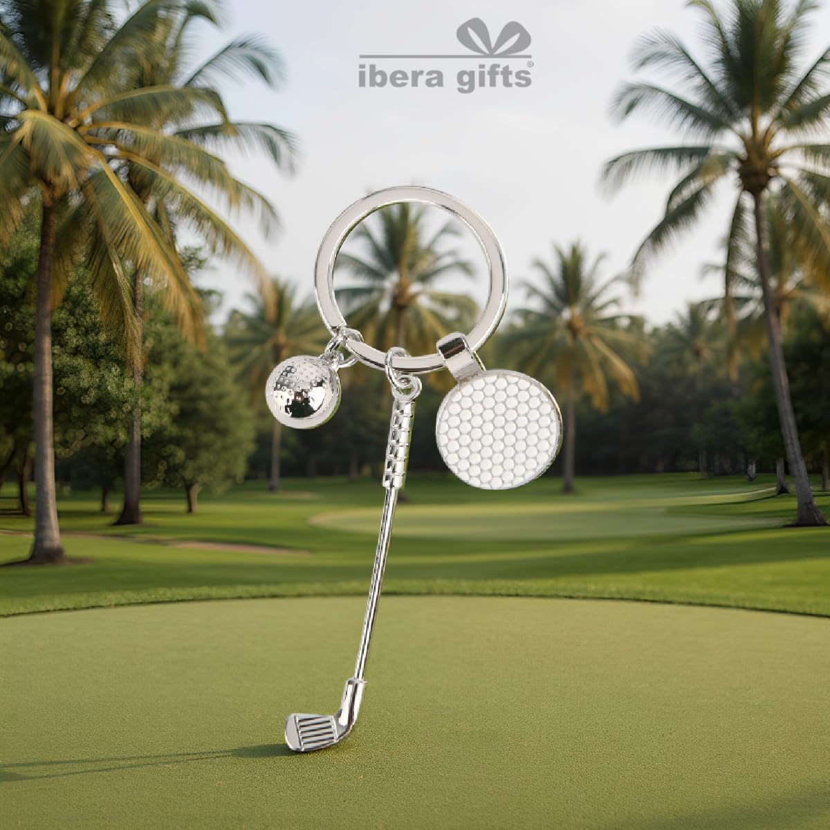 ibera gifts – Golf Schlüsselanhänger personalisiert mit Gravur – Schlüsselanhänger Golf mit Gravur – Geschenkidee für Golfer – Edelstahl – Golfballmarker (Club)