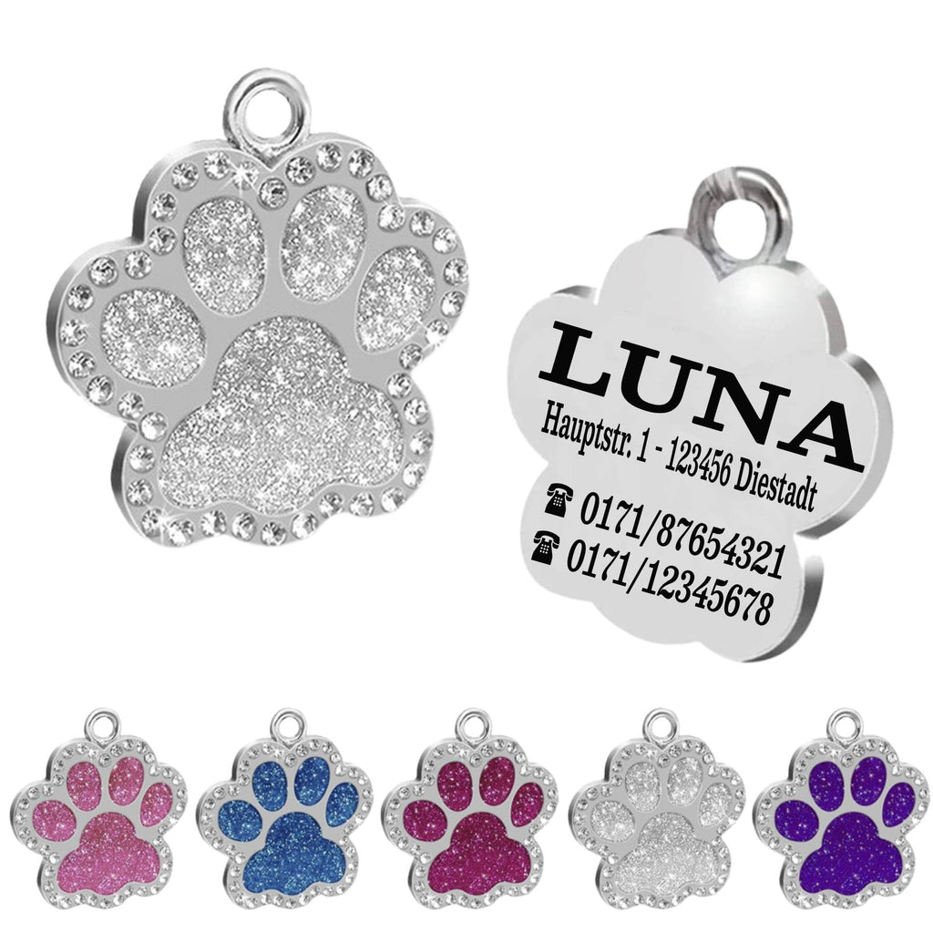 Ibera gifts - Hundemarke mit Gravur und personalisierte Hundemarke in Pfotenform, perfekt für kleine bis mittelgroße Haustiere (Rosa)