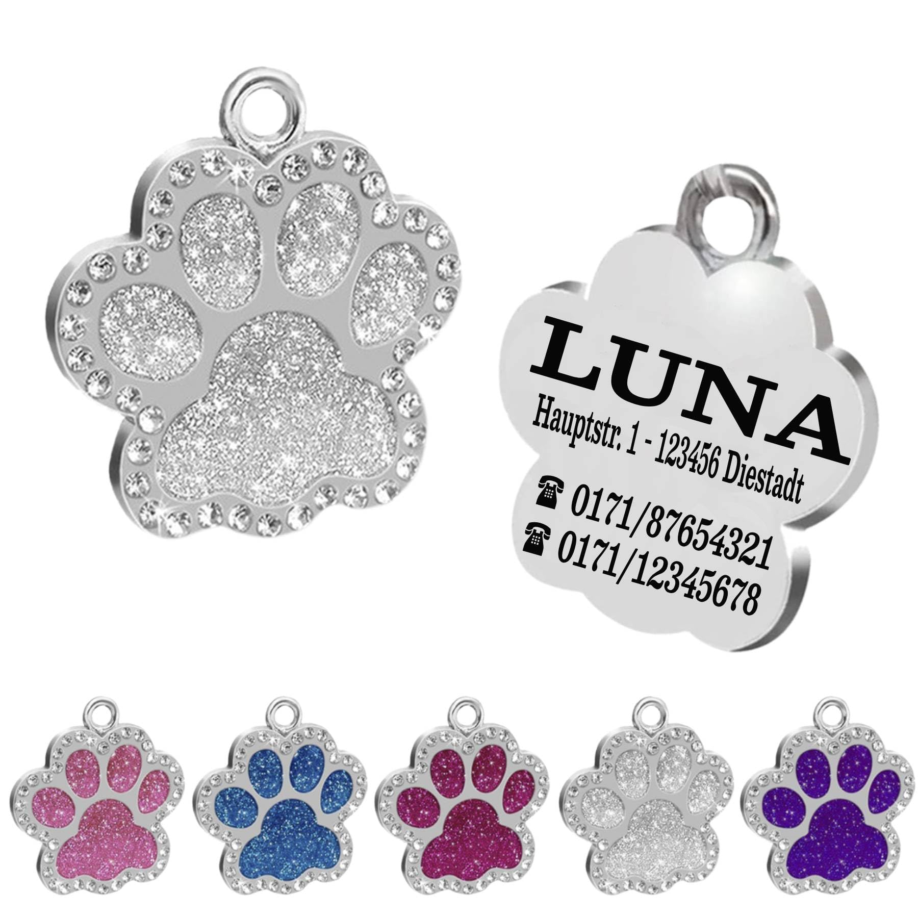 Ibera gifts - Hundemarke mit Gravur und personalisierte Hundemarke in Pfotenform, perfekt für kleine bis mittelgroße Haustiere (Rosa)