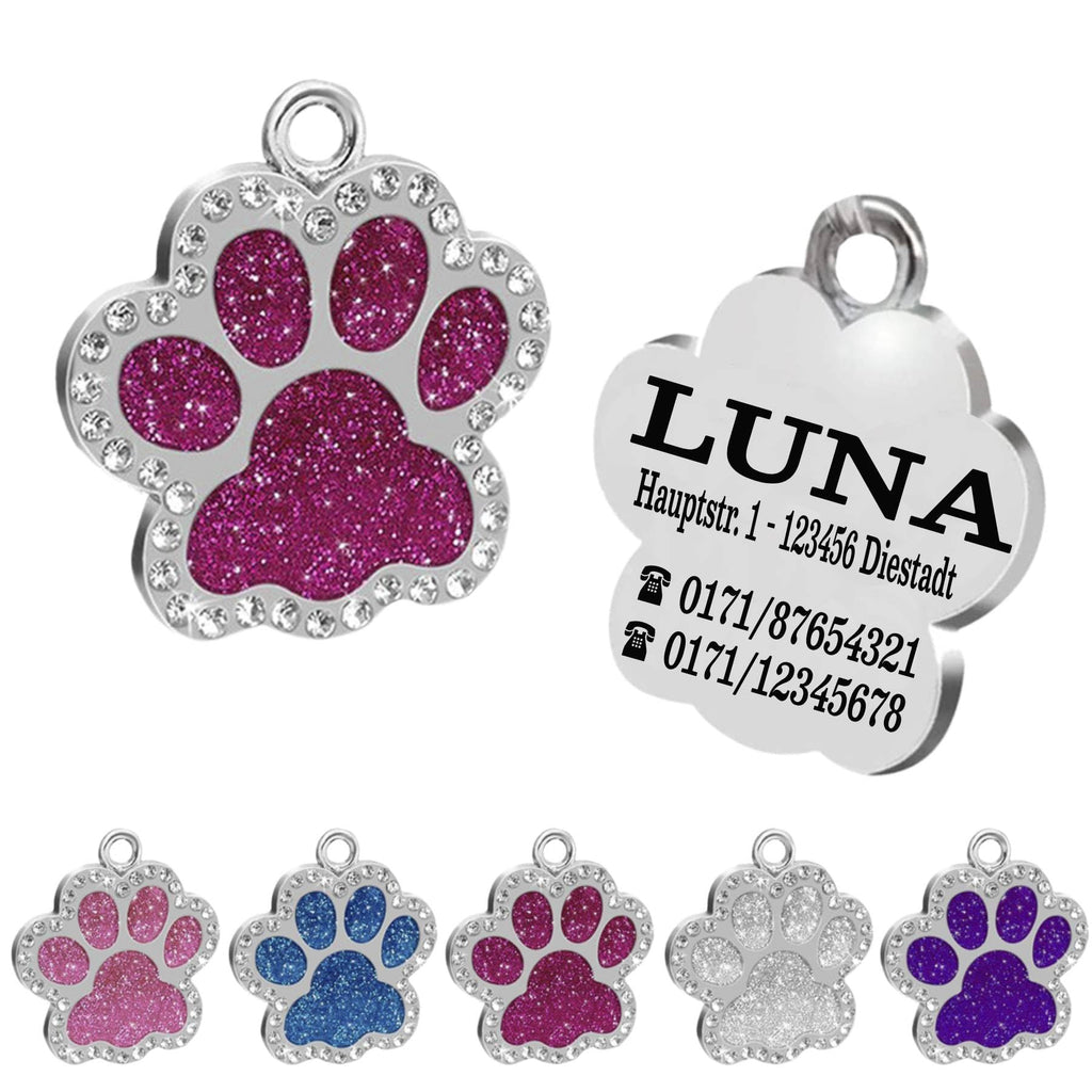 Ibera gifts - Hundemarke mit Gravur und personalisierte Hundemarke in Pfotenform, perfekt für kleine bis mittelgroße Haustiere (Rosa)