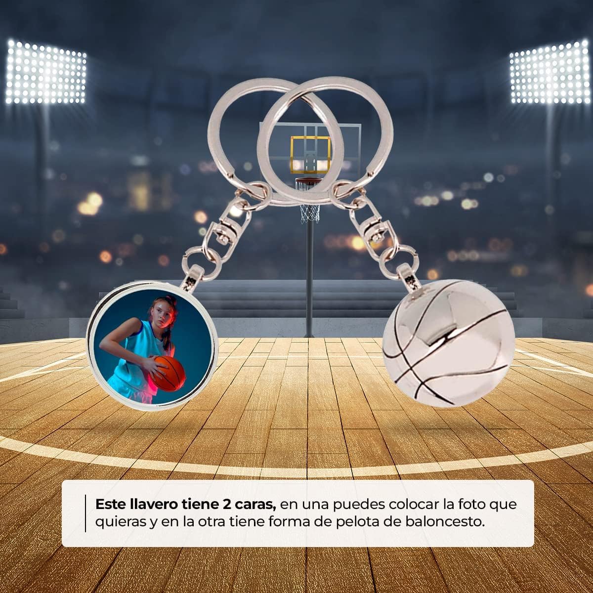 Ibera gifts - Foto Llavero personalizado En Forma de pelota Baloncesto - Regalos originales personalizados para Mujer Hombre Parejas Novios Papa Dia del Padre - Grabado con Imagen