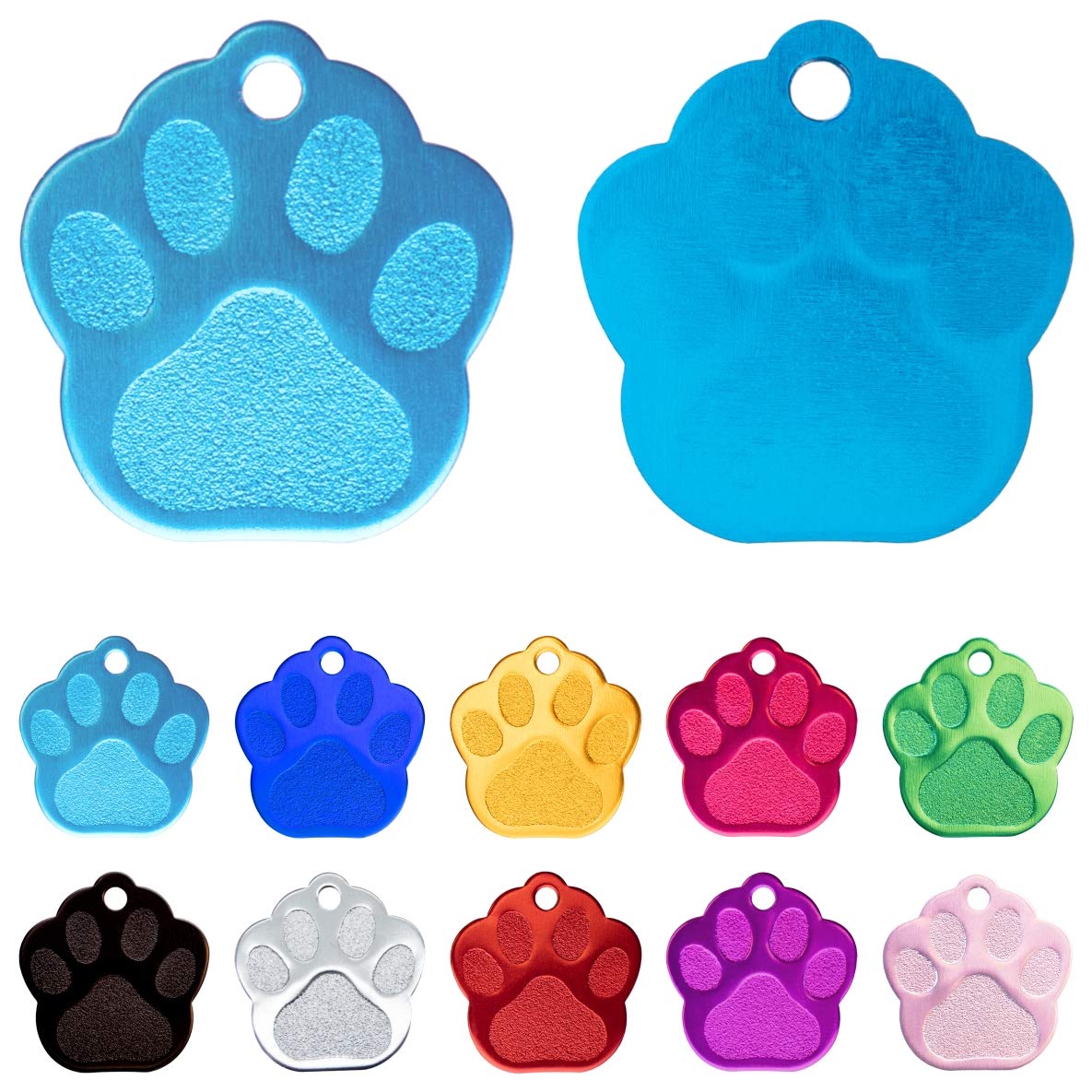 Chapa Perro Grabada en Forma de Pata, Placa Perro Personalizada para Perros y Gatos Medianos y Grandes, Tamaño 35 mm x 35 mm, Chapa Identificativa Perro y Gato (Lila)