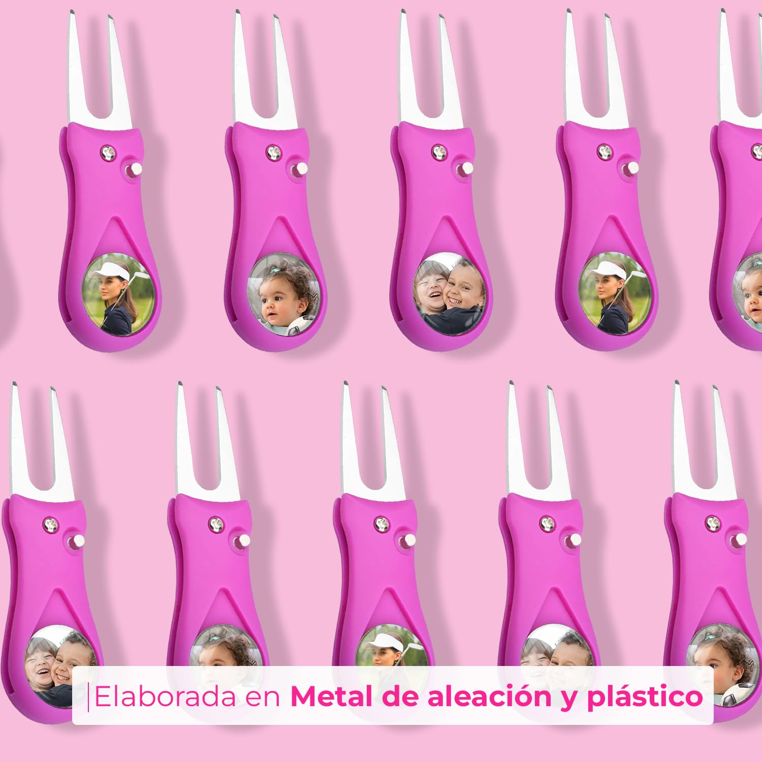 Arreglapiques de Golf con Marcador Magnetico Bolas Personalizado con Foto - Regalos para golfistas - Divot Tool, Pitch Fork, Accesorios arregla piques Repair pique repara green - Acabado Profesional