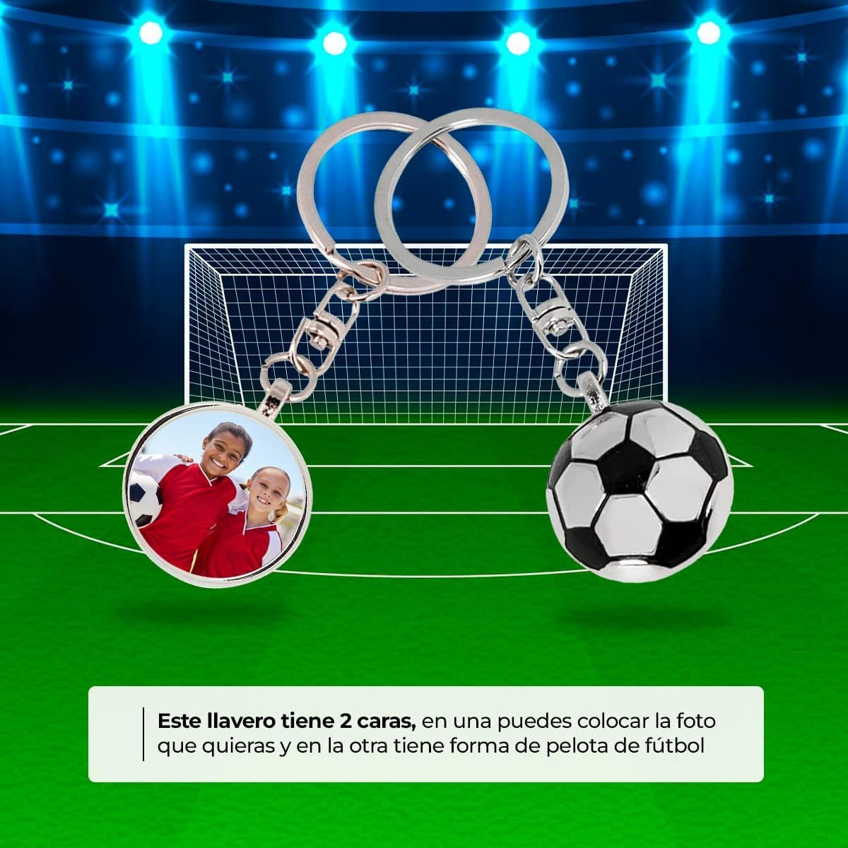 ibera gifts - Foto Llavero personalizado En Forma de pelota de futbol - Regalos originales personalizados Mujer, Hombre, Parejas, Novios, Amiga, Papa, Dia de Padre, Grabado con Imagen