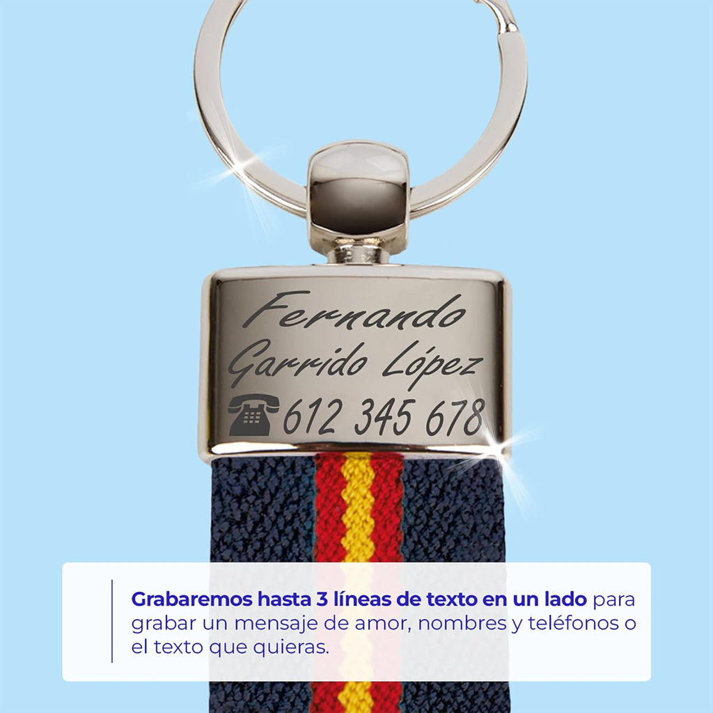 ibera gifts Llavero personalizado Bandera de España - Regalos originales personalizados Mujer, Hombre, Parejas, Novios, Papa, Dia de Padre - Grabado con Nombre, Mensaje, Llaveros originales