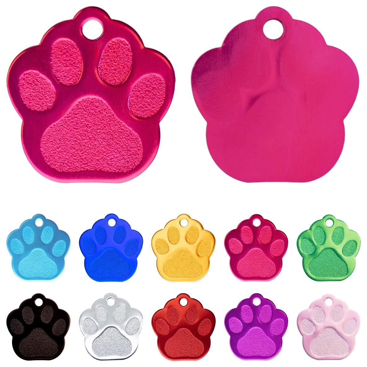 Ibera gifts - Hundemarke mit Gravur und personalisierte Hundemarke in Pfotenform für mittelgroße bis große Hunde und Katzen (Rosa)