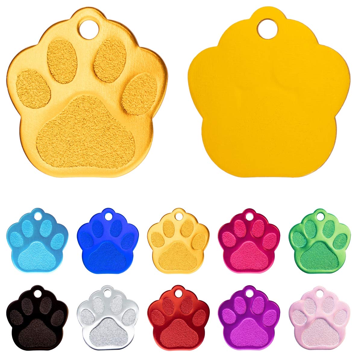 Chapa Perro Grabada en Forma de Pata, Placa Perro Personalizada para Perros y Gatos Medianos y Grandes, Tamaño 35 mm x 35 mm, Chapa Identificativa Perro y Gato (Lila)