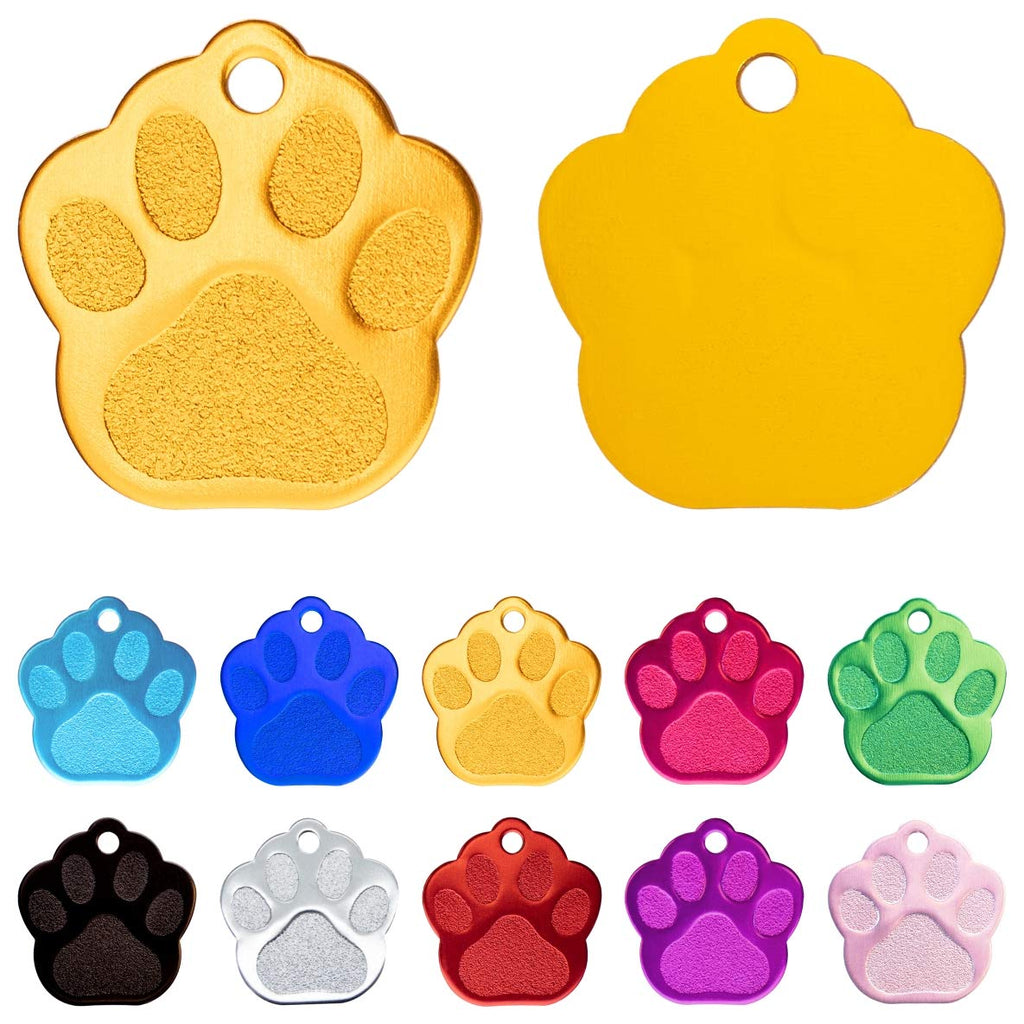 Chapa Perro Grabada en Forma de Pata, Placa Perro Personalizada para Perros y Gatos Medianos y Grandes, Tamaño 35 mm x 35 mm, Chapa Identificativa Perro y Gato (Lila)