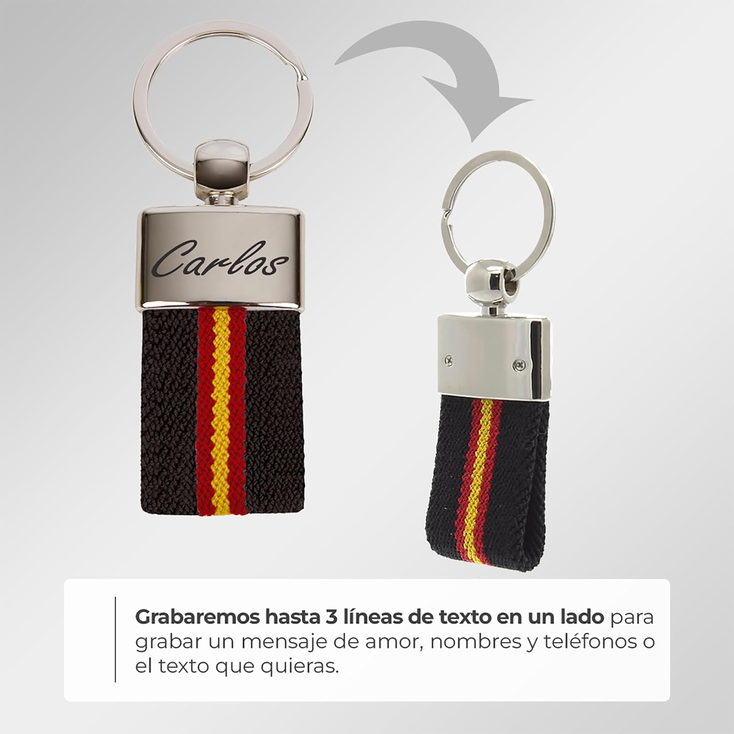 ibera gifts Llavero personalizado Bandera de España - Regalos originales personalizados Mujer, Hombre, Parejas, Novios, Papa, Dia de Padre - Grabado con Nombre, Mensaje, Llaveros originales