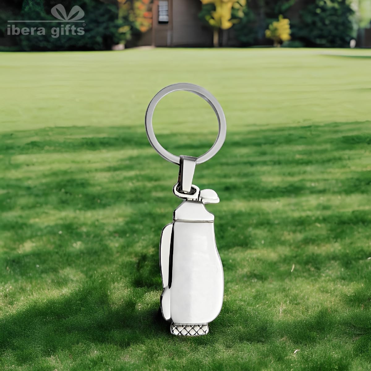 ibera gifts – Golf Schlüsselanhänger personalisiert aus Edelstahl – Schlüsselanhänger Golf mit Gravur – Golftasche – Geschenkidee für Golfer (Tasche)