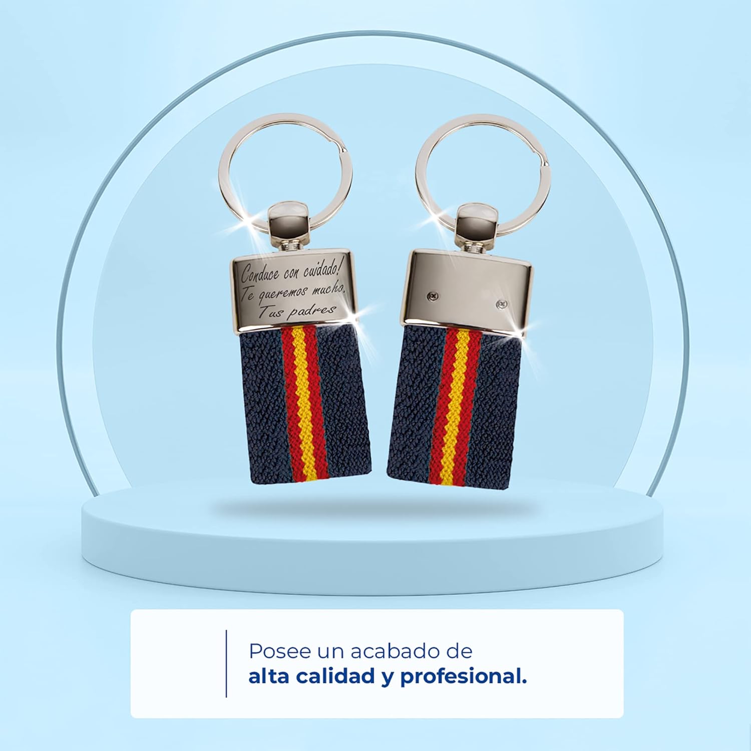 ibera gifts Llavero personalizado Bandera de España - Regalos originales personalizados Mujer, Hombre, Parejas, Novios, Papa, Dia de Padre - Grabado con Nombre, Mensaje, Llaveros originales