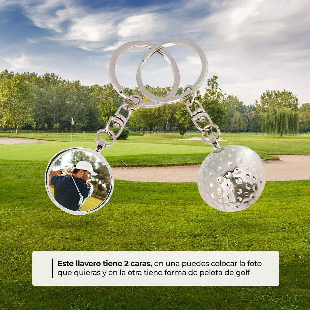 ibera gifts - Foto Llavero personalizado Bola de Golf - Regalos originales personalizados Mujer Hombre Parejas Novios Papa Dia de Padre - Grabado con Imagen Mensaje