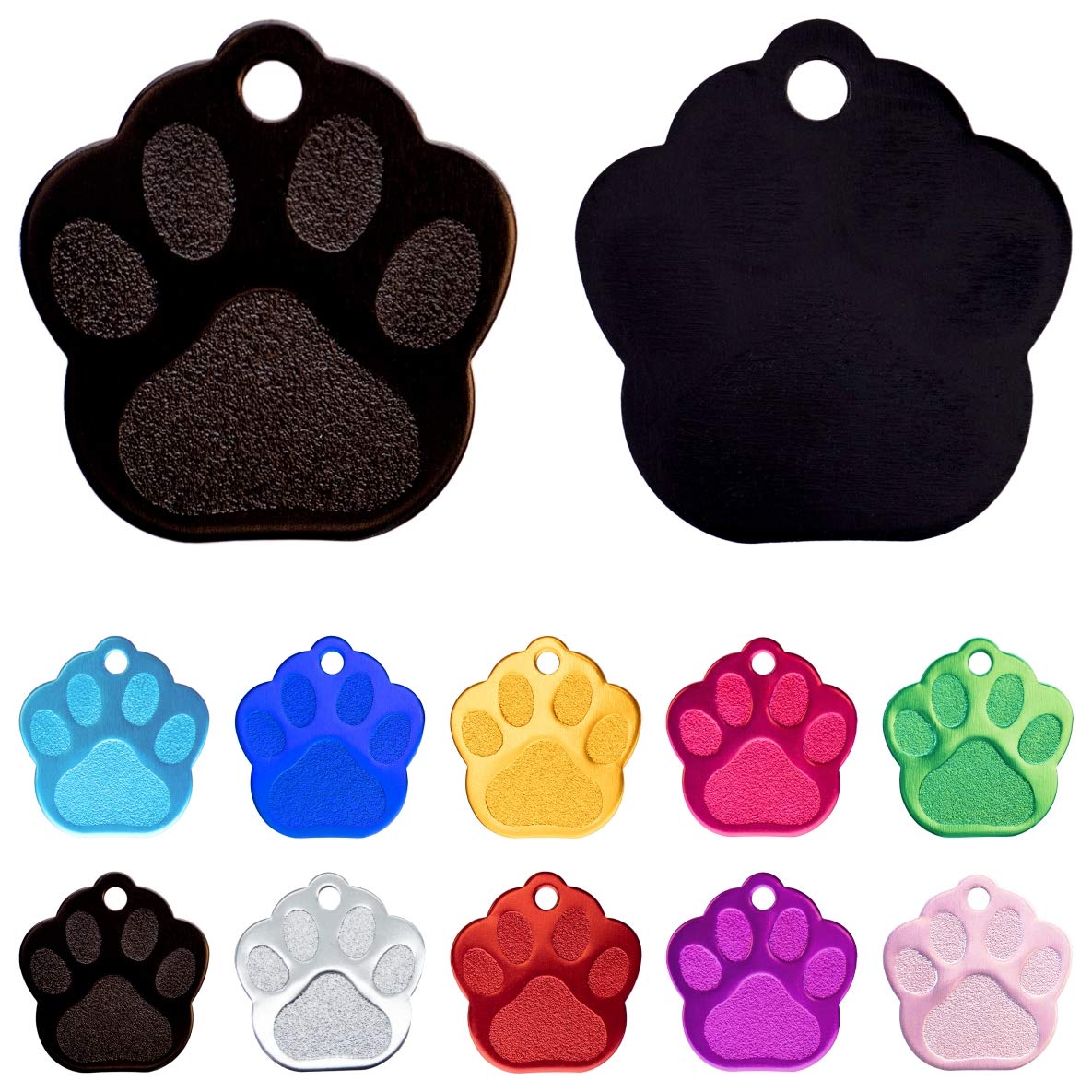 Chapa Perro Grabada en Forma de Pata, Placa Perro Personalizada para Perros y Gatos Medianos y Grandes, Tamaño 35 mm x 35 mm, Chapa Identificativa Perro y Gato (Lila)