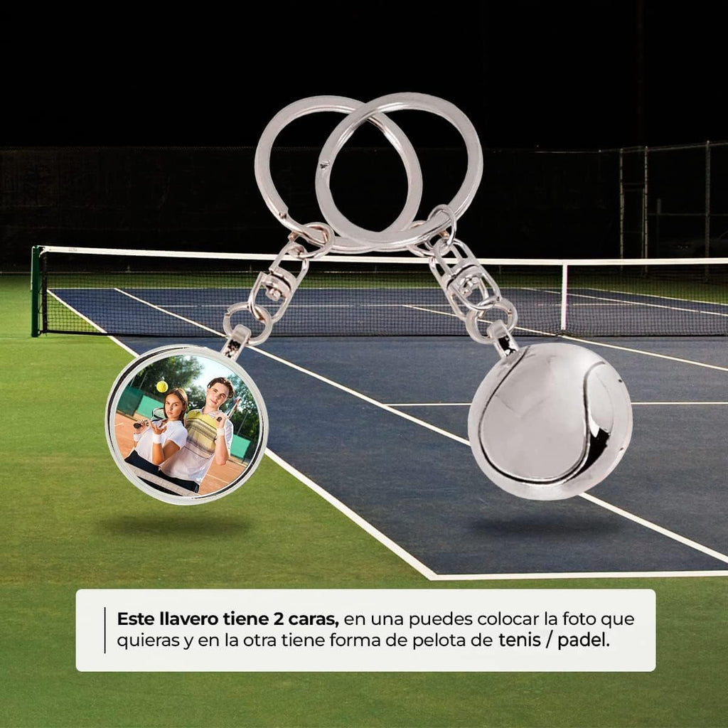 ibera gifts - Foto Llavero personalizado En Forma de pelota Tenis/Padel - Regalos originales personalizados para Mujer Hombre Parejas Novios Papa Dia del Padre - Grabado con Imagen