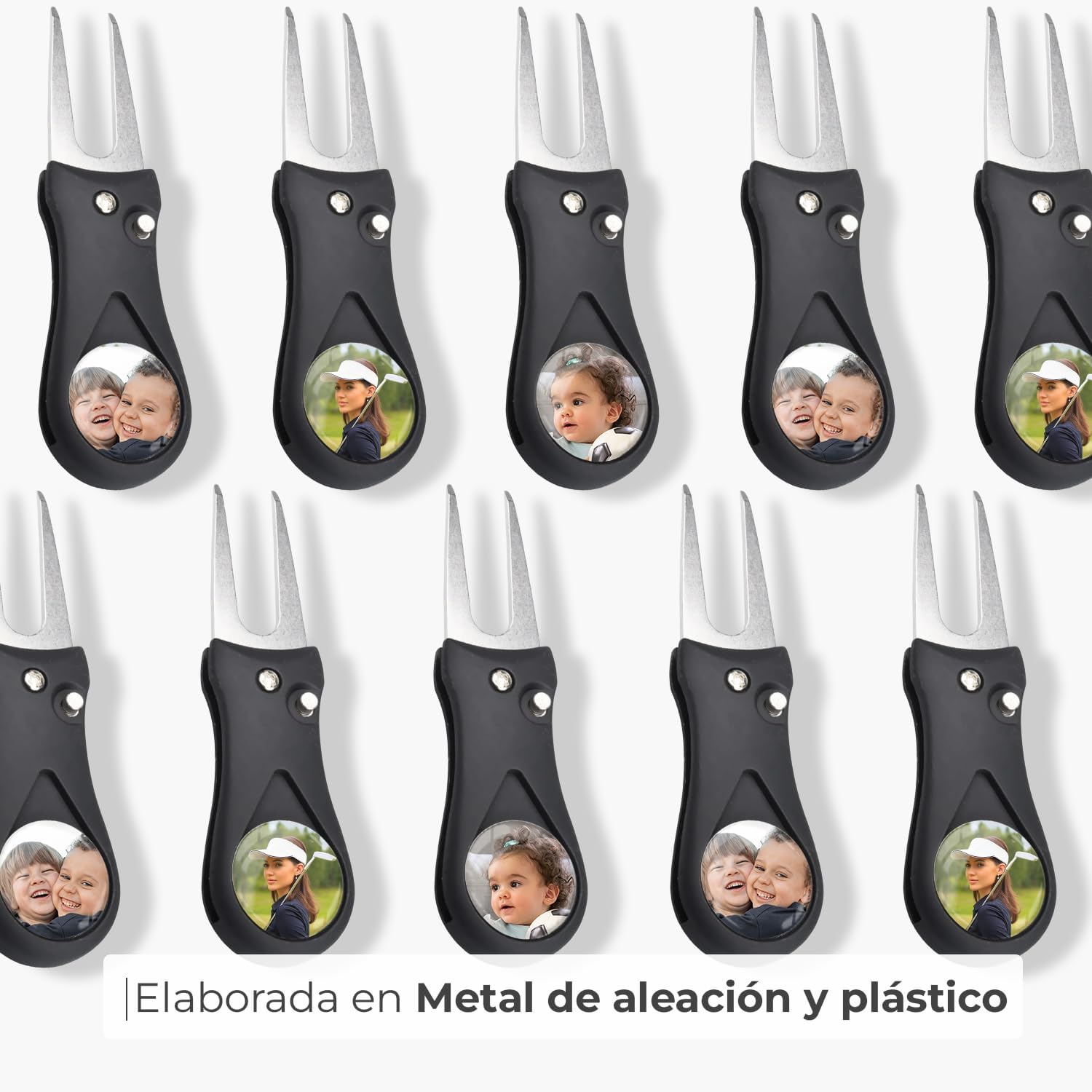 Arreglapiques de Golf con Marcador Magnetico Bolas Personalizado con Foto - Regalos para golfistas - Divot Tool, Pitch Fork, Accesorios arregla piques Repair pique repara green - Acabado Profesional