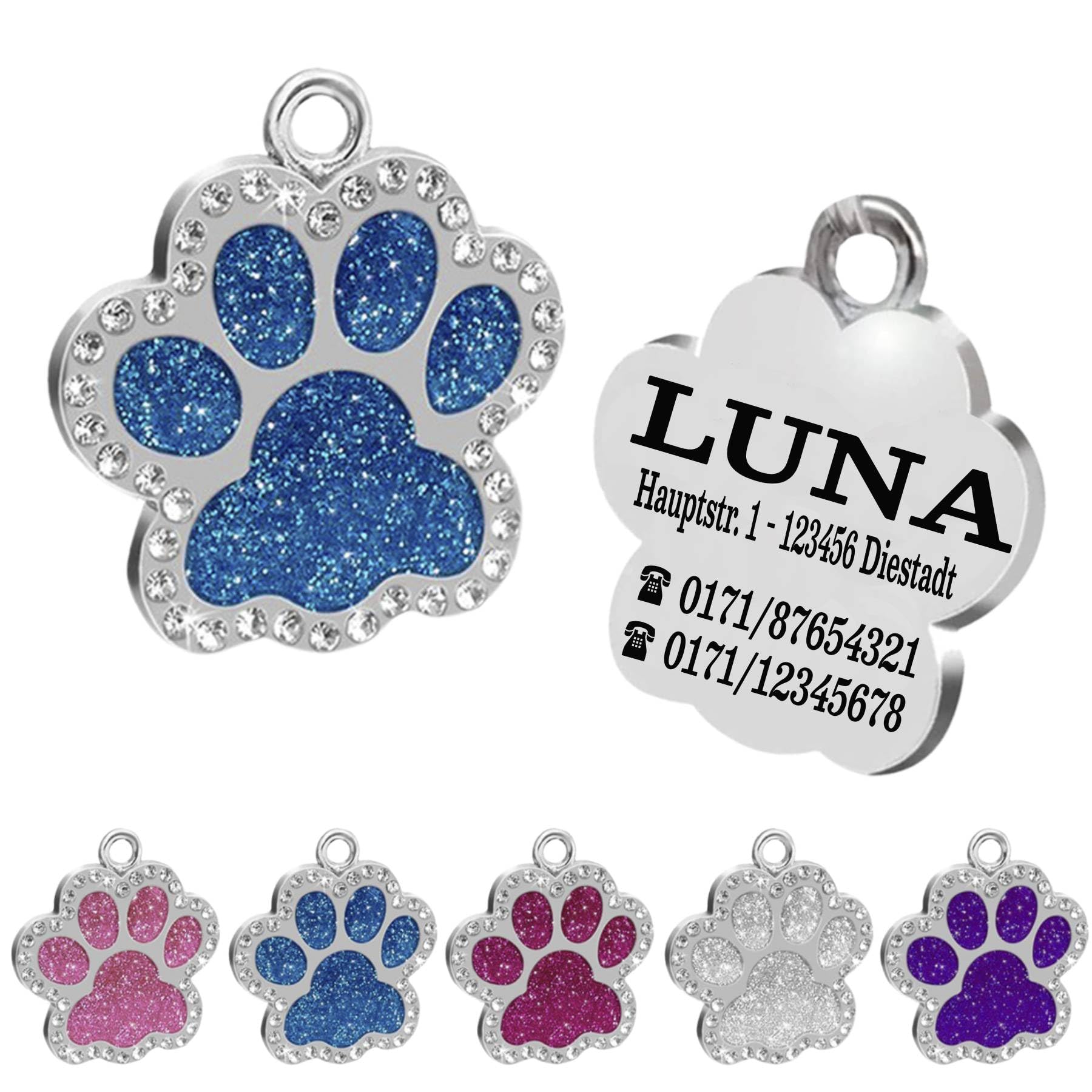 Ibera gifts - Hundemarke mit Gravur und personalisierte Hundemarke in Pfotenform, perfekt für kleine bis mittelgroße Haustiere (Rosa)