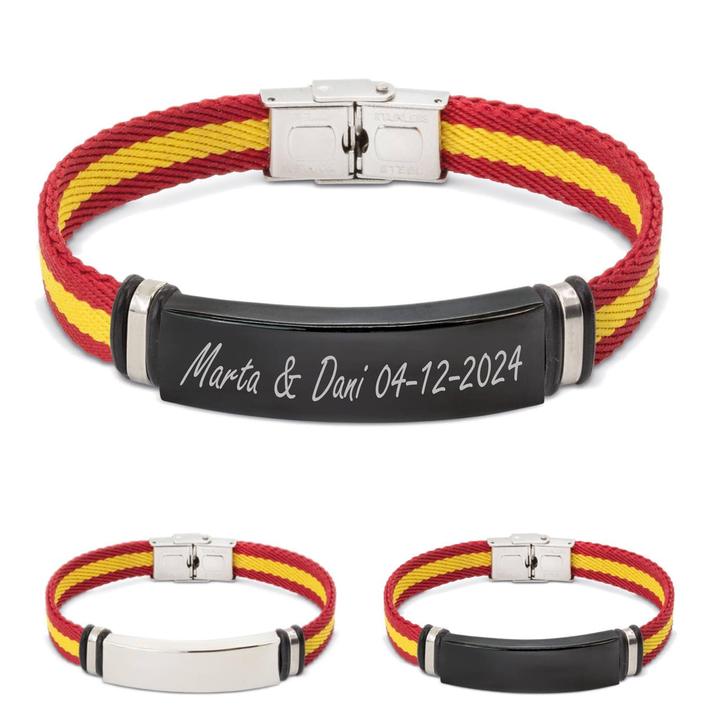 ibera gifts - Pulsera personalizada de acero inoxidable - Regalo Grabado para Hombre Mujer Parejas Amigos - Acabado profesional