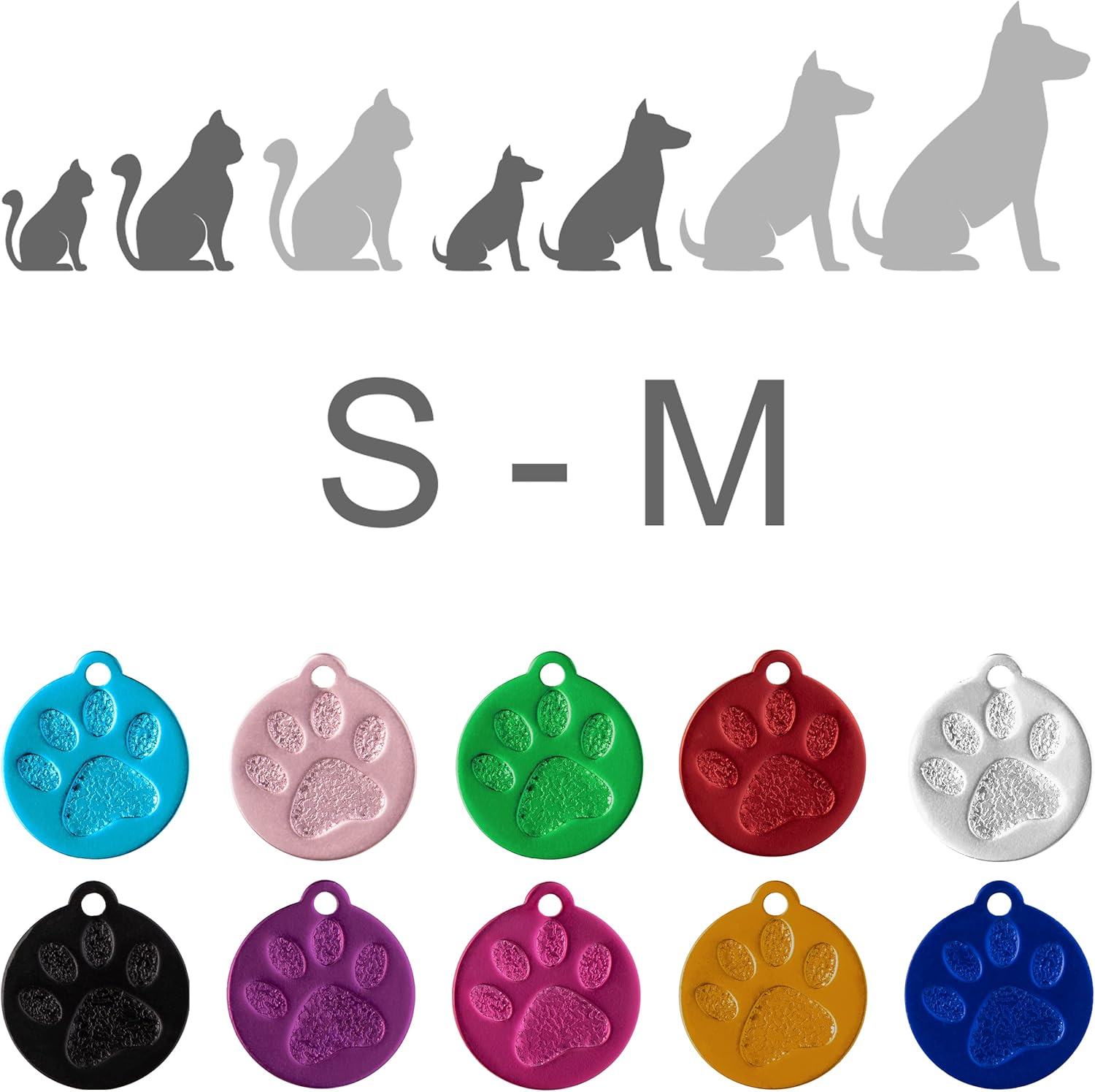 Ibera gifts - Hundemarke mit Gravur und personalisierte Hundemarke rund mit Pfote für kleine bis mittelgroße Hunde und Katzen (S-M, Blau)