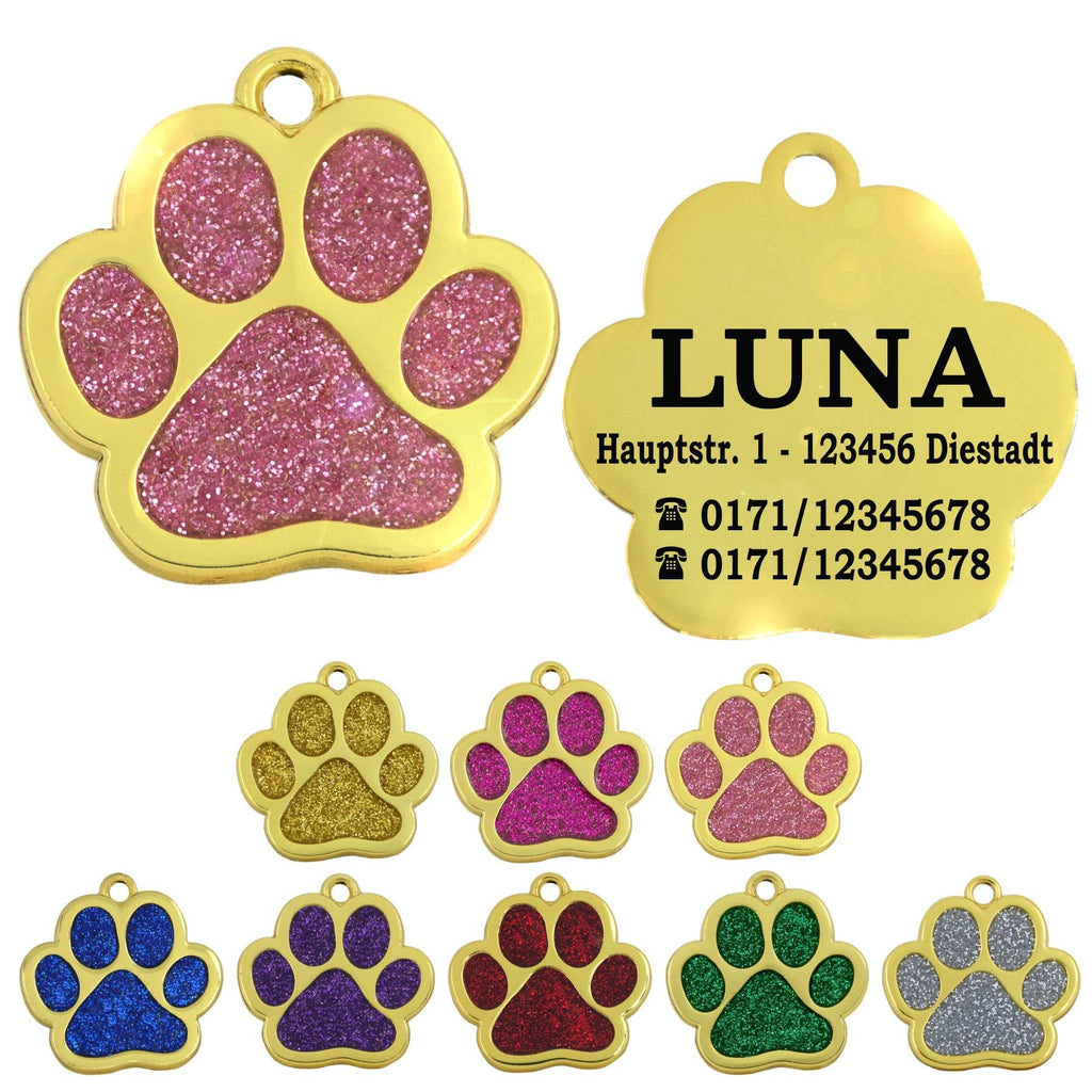 Ibera gifts - Hundemarke mit Gravur und personalisierte Hundemarke in Pfotenform, perfekt für kleine bis mittelgroße Haustiere (Rosa)