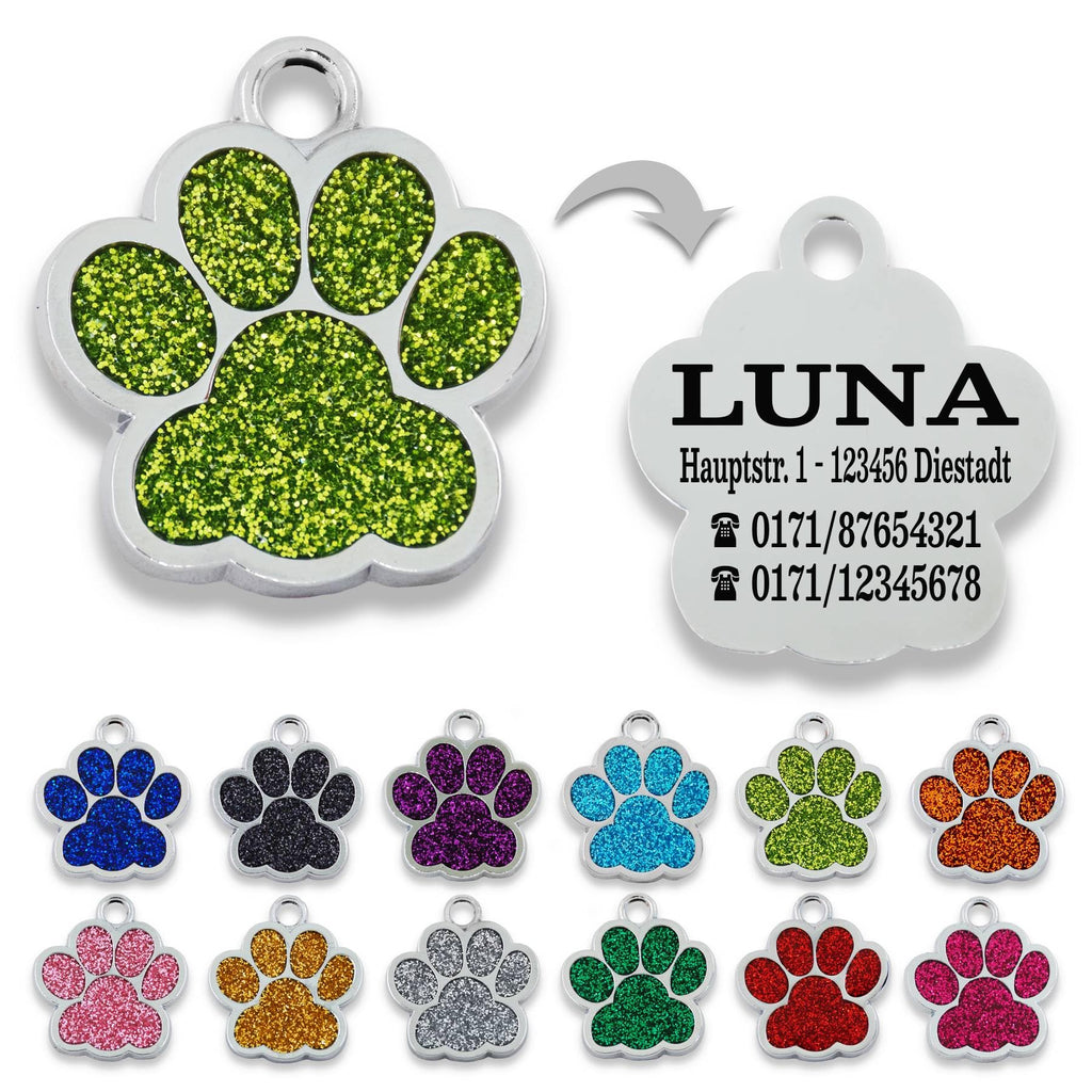 Ibera gifts - Hundemarke mit Gravur und personalisierte Hundemarke in Pfotenform, perfekt für kleine bis mittelgroße Haustiere (Rosa)