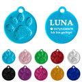 Ibera gifts - Hundemarke mit Gravur und personalisierte Hundemarke rund mit Pfote für kleine bis mittelgroße Hunde und Katzen (S-M, Blau)